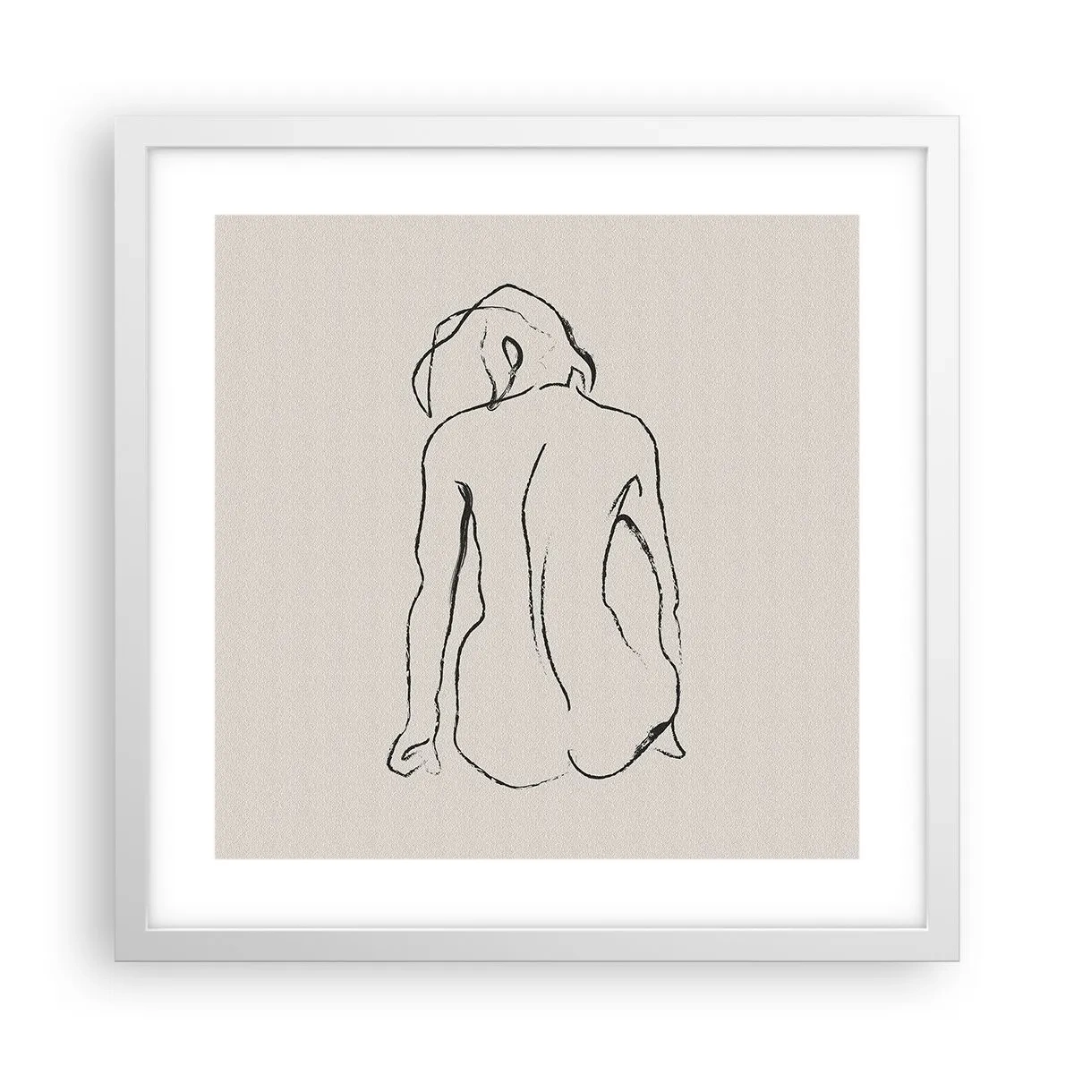 Poster în ramă albă - Nud de fată - 40x40 cm