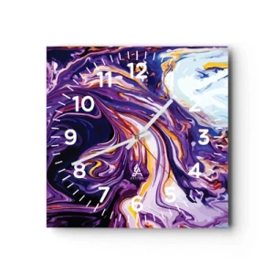 Ceas de perete - Ceas pe sticlă - Îndoirea spațiului în mov - 40x40 cm