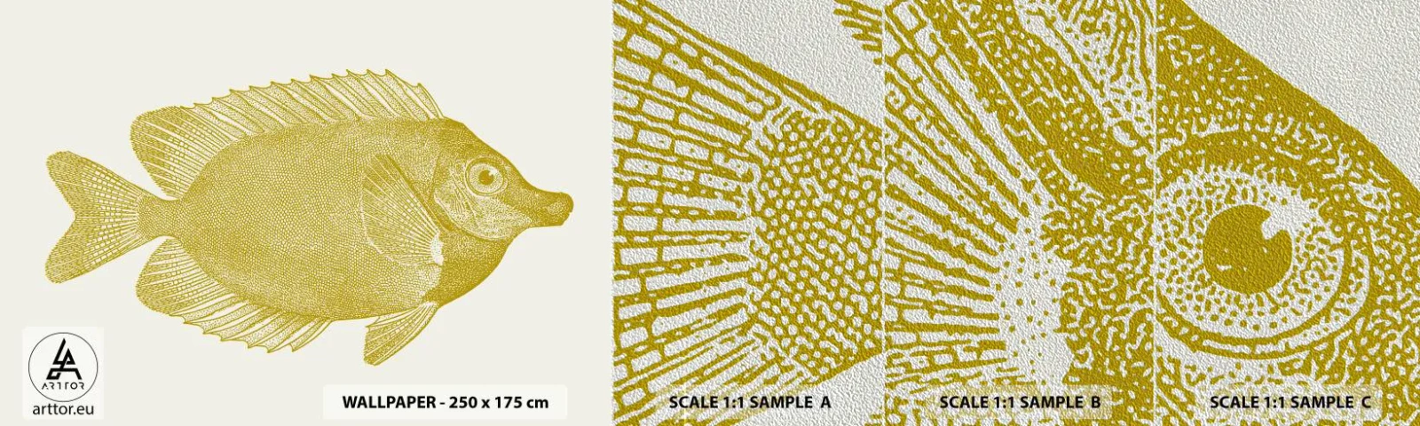 Mostră tapet Premium Sand - Pește și atât - Peşte, Litoral, Animal - 100x30 cm