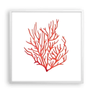 Poster în ramă albă - Coral filigranat - 60x60 cm