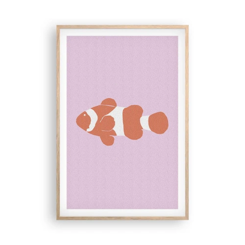 Poster în ramă de stejar deschis - Coralul îi vine bine - 61x91 cm