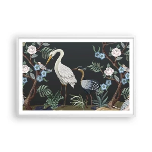 Poster în ramă albă - Parada păsărilor - 91x61 cm