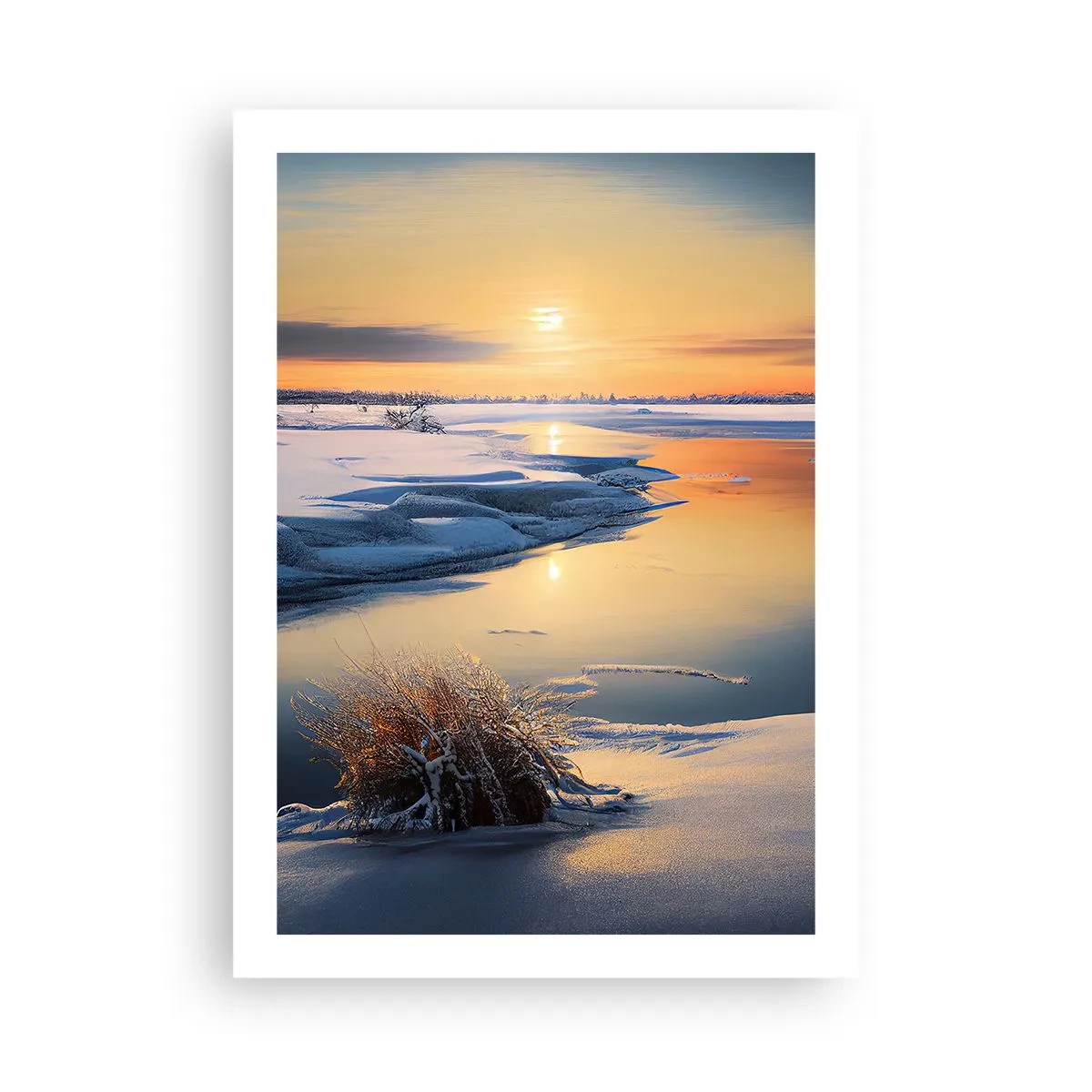 Poster - Apus de soare pe timp de iarnă - 50x70 cm