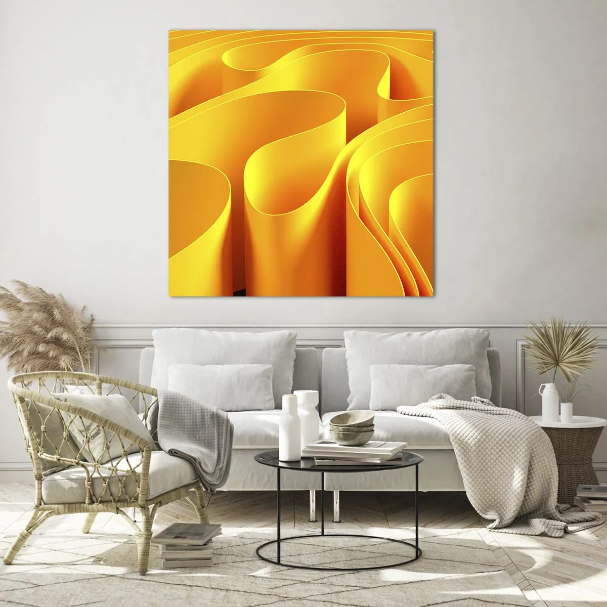 Tablou pe sticlă - Ca niște valuri de soare - 60x60 cm