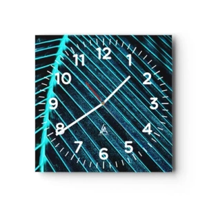 Ceas de perete - Ceas pe sticlă - Textura verdelui - 40x40 cm
