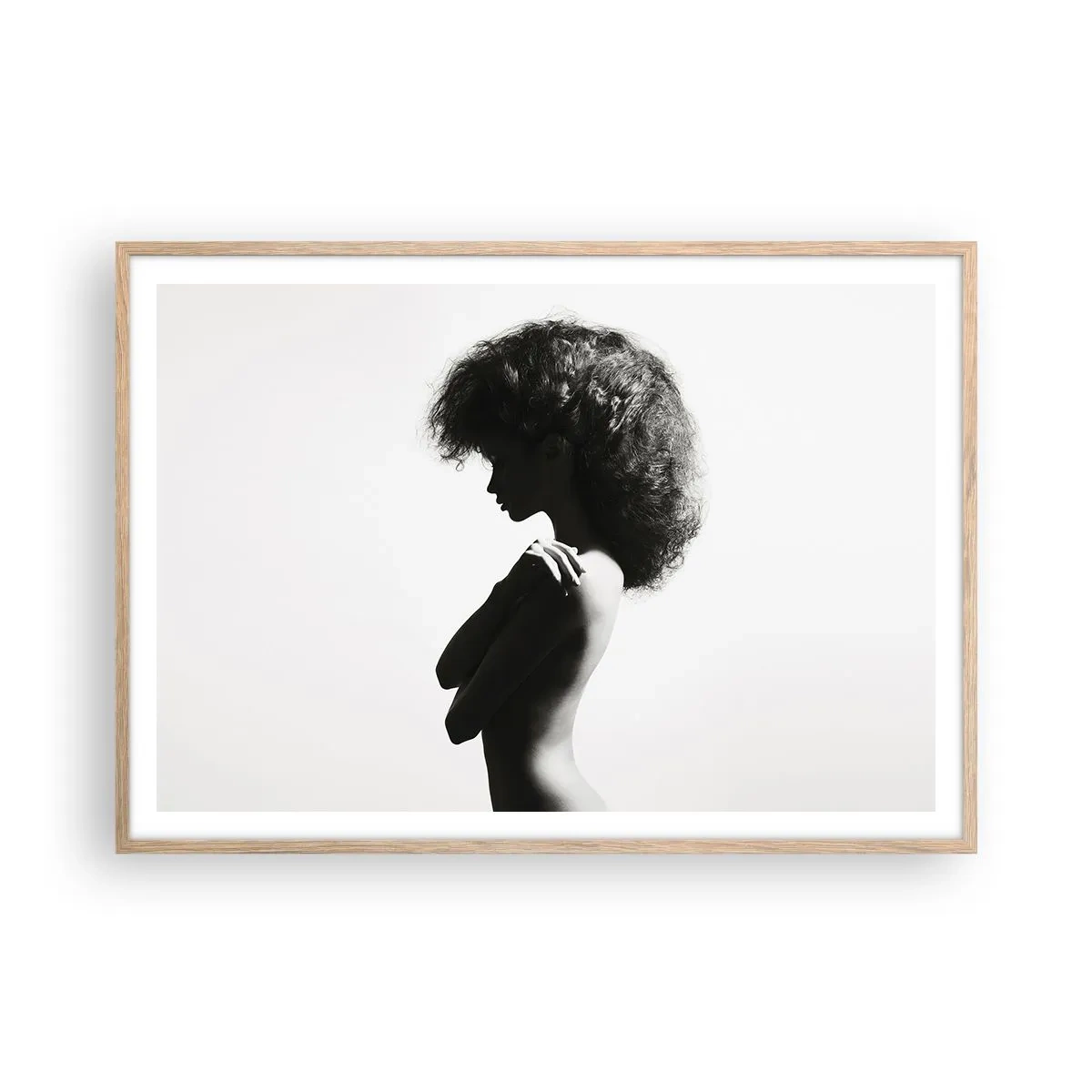 Poster în ramă de stejar deschis - Ca o floare pe o tulpină subțire - 100x70 cm