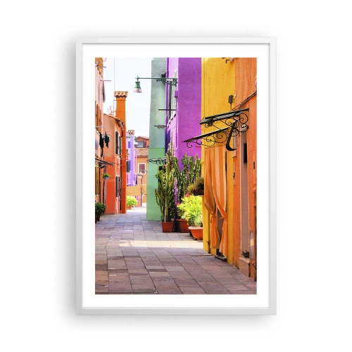 Poster în ramă albă - Aleea curcubeului - 50x70 cm