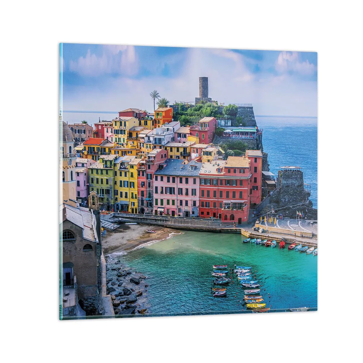 Tablou pe sticlă - Orașul mediteraneean magic - 50x50 cm