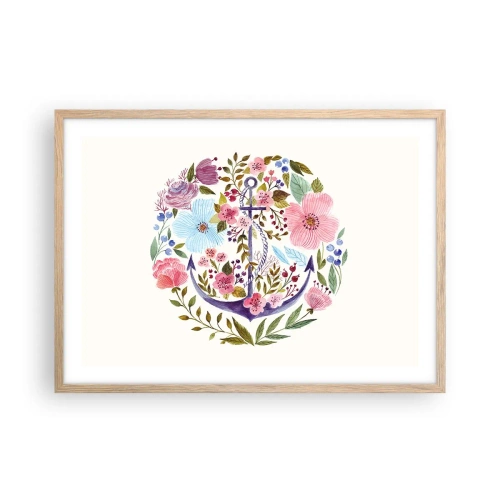 Poster în ramă de stejar deschis - Somnul bun al marinarului - 70x50 cm