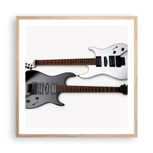 Poster în ramă de stejar deschis - Armonie de forme - 60x60 cm