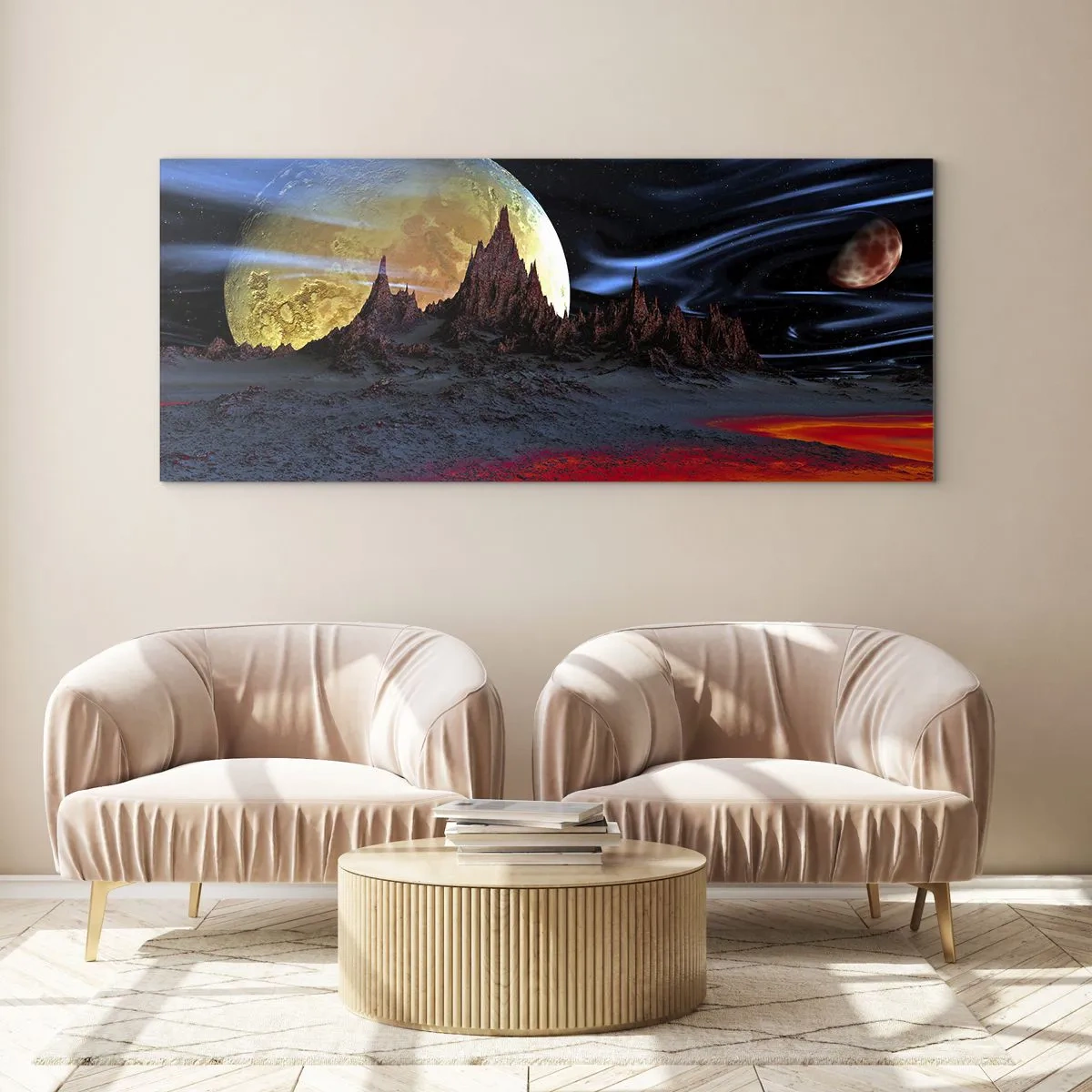 Tablou pe sticlă - Lumea necunoscută - 90x30 cm