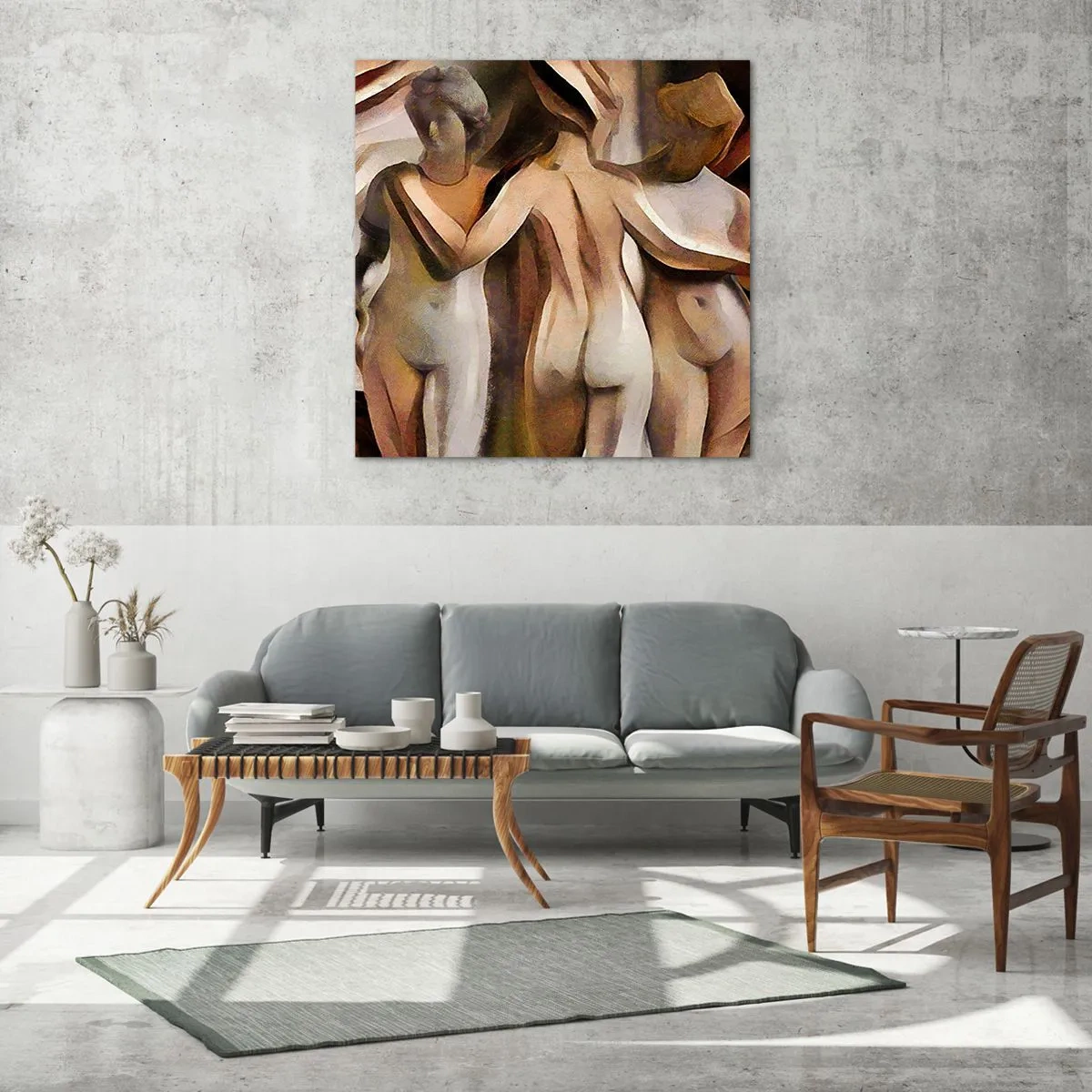 Tablou pe sticlă - Trei Grații 2.0 - 60x60 cm