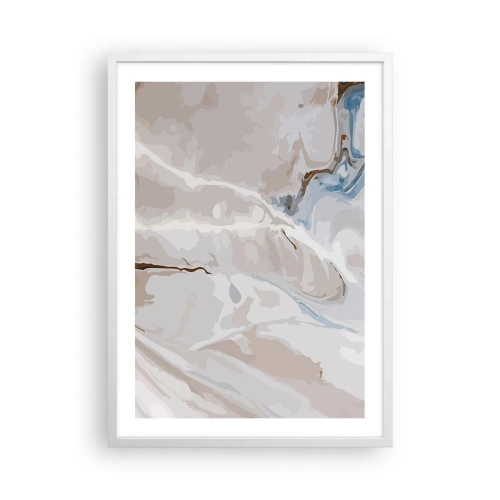 Poster în ramă albă - Meandre albastre sub alb - 50x70 cm