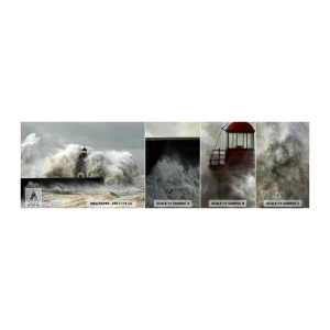 Mostră tapet autocolant Deluxe Sticker - Mânia oceanului - Peisaj, Far, Furtună - 100x30 cm
