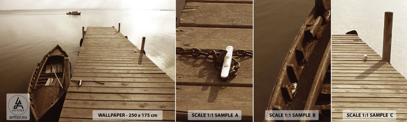 Mostră de Tapet Standard Eco - Marea pace - Peisaj, Lac, Pod de lemn - 100x30 cm