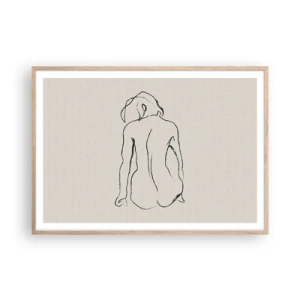 Poster în ramă de stejar deschis - Nud de fată - 100x70 cm