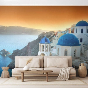 Tapet Premium Sand - Santorini - îmbrățișat de stânci - Peisaj, Grecia, Santorini - 200x140 cm