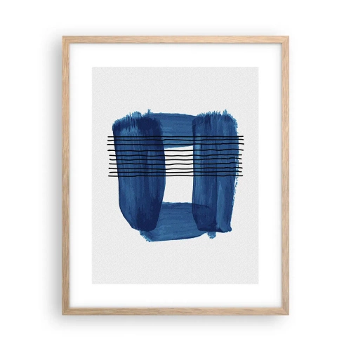 Poster în ramă de stejar deschis - Compoziție albastru-negru - 40x50 cm