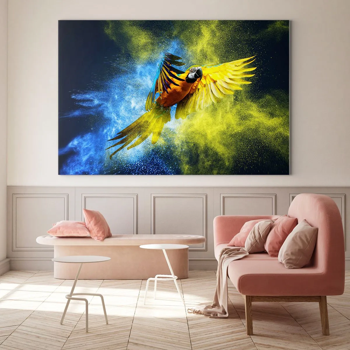 Tablou pe sticlă - În praful albastru-auriu - 120x80 cm