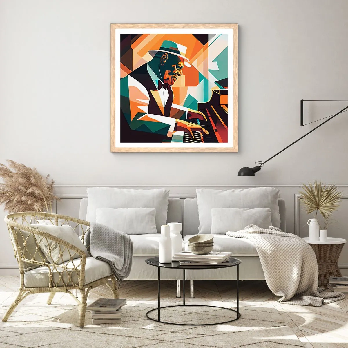 Poster în ramă de stejar deschis - Numai jazz - 50x50 cm