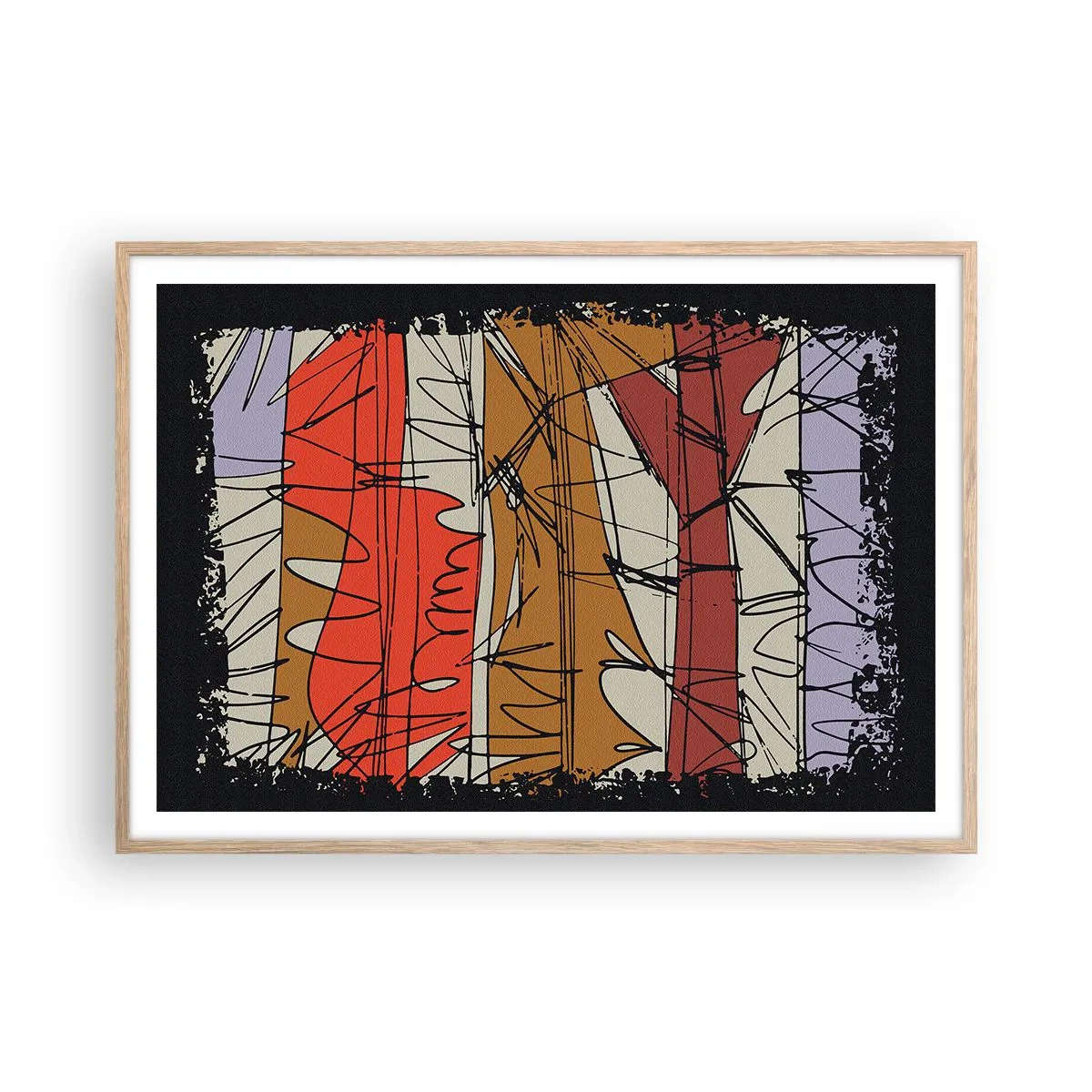 Poster în ramă de stejar deschis - Compoziție spontană - 100x70 cm