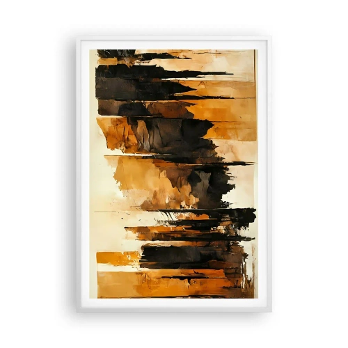 Poster în ramă albă - Armonie de negru și auriu - 70x100 cm
