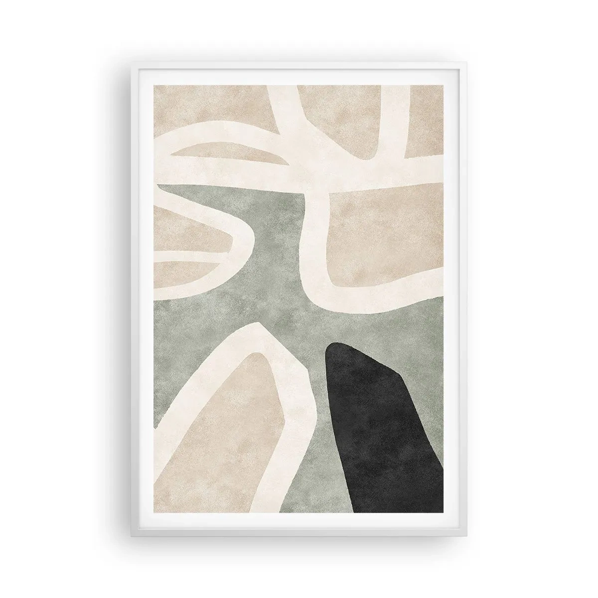 Poster în ramă albă - Compoziție cu motiv negru - 70x100 cm
