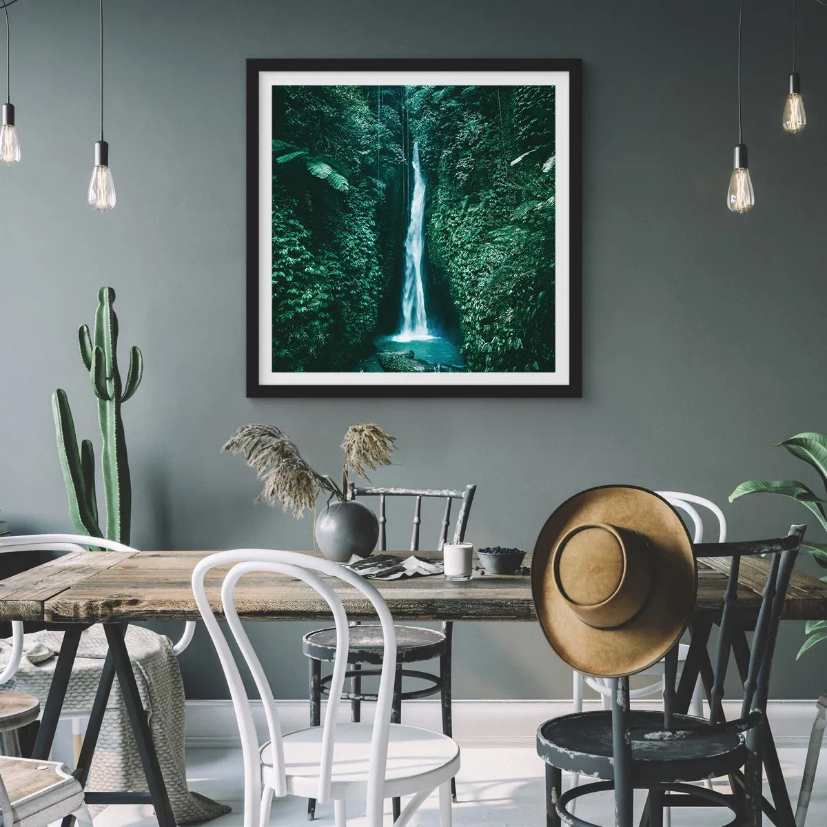 Poster în ramă neagră - Băi tropicale - 60x60 cm