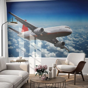 Tapet Premium Sand - Evadare din viața de zi cu zi - Avion, Călătorii, nori - 350x256 cm