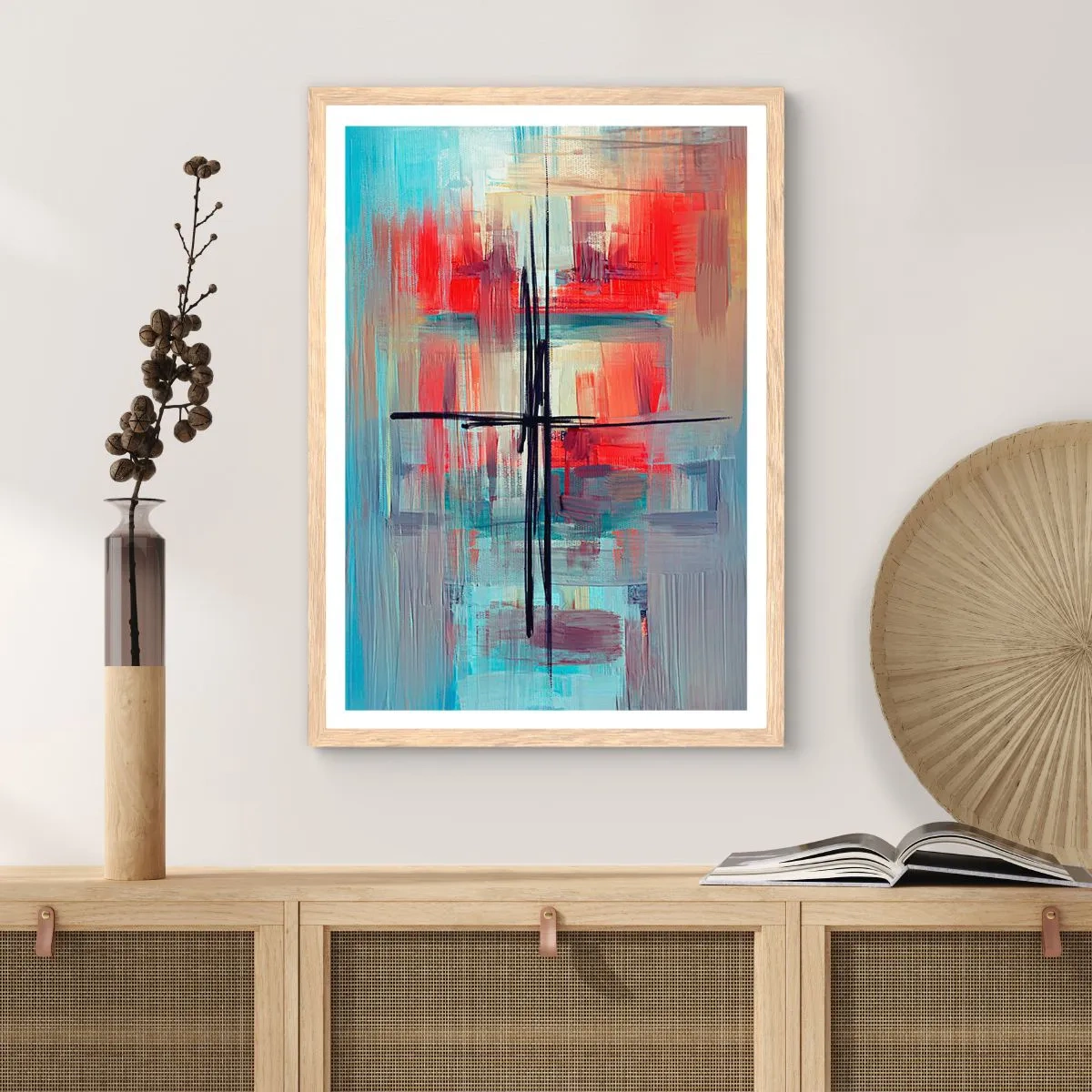 Poster în ramă de stejar deschis - Peisaj dintr-o dimensiune necunoscută - 50x70 cm