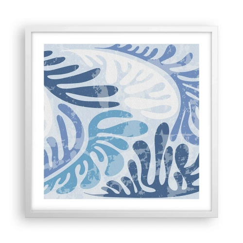 Poster în ramă albă - Ferigi albastre - 50x50 cm