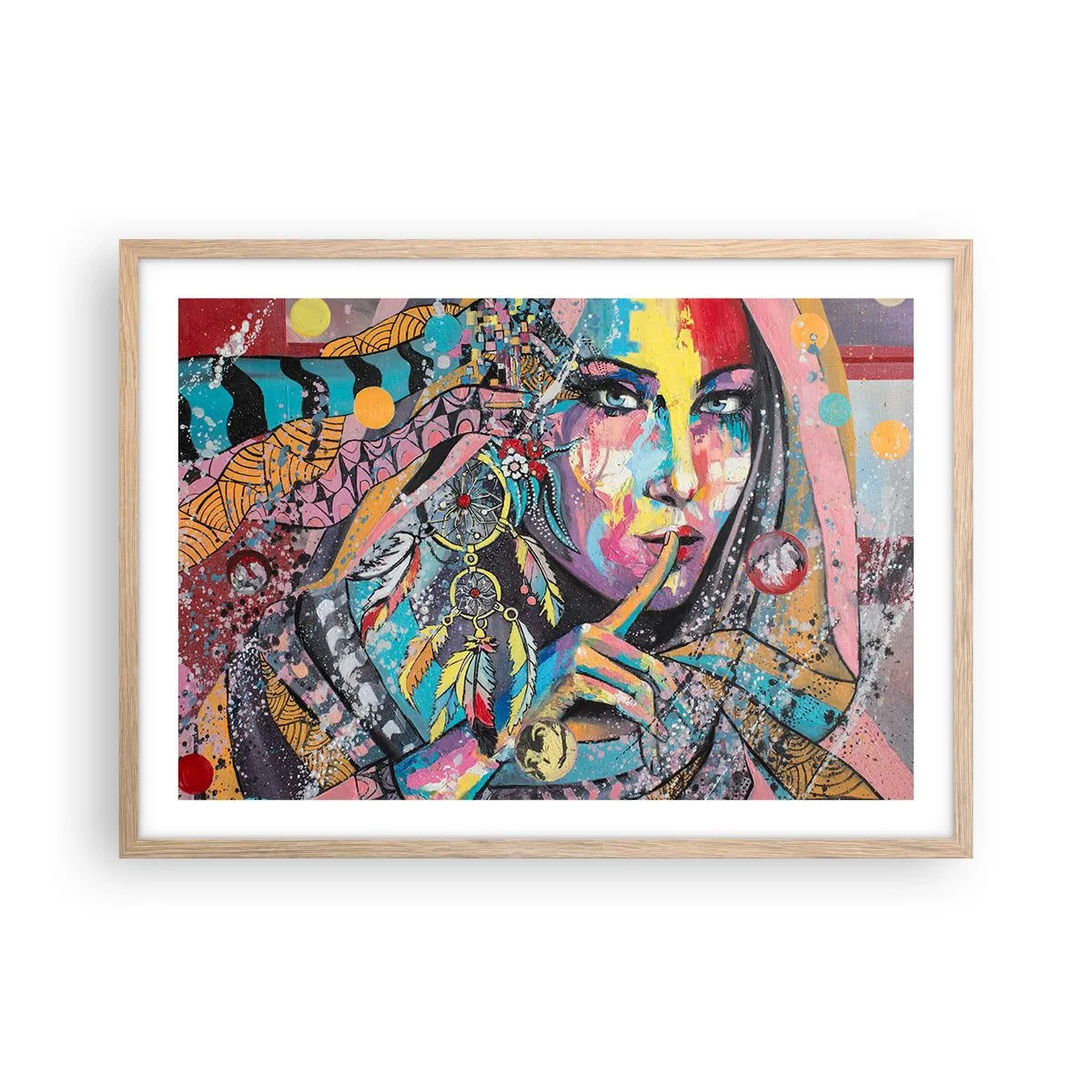 Poster în ramă de stejar deschis - Taci până când înțelegi - 70x50 cm