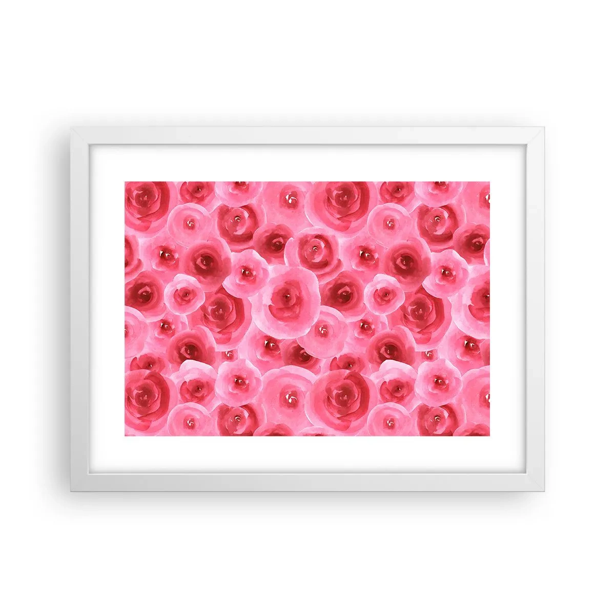Poster în ramă albă - Trandafiri de sus în jos - 40x30 cm