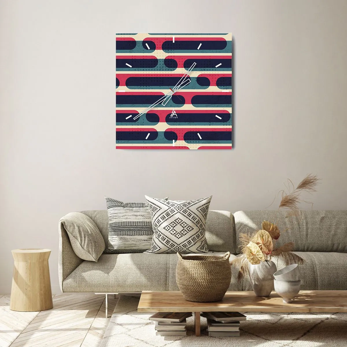 Ceas de perete - Ceas pe sticlă - Înăuntru și înainte - 30x30 cm