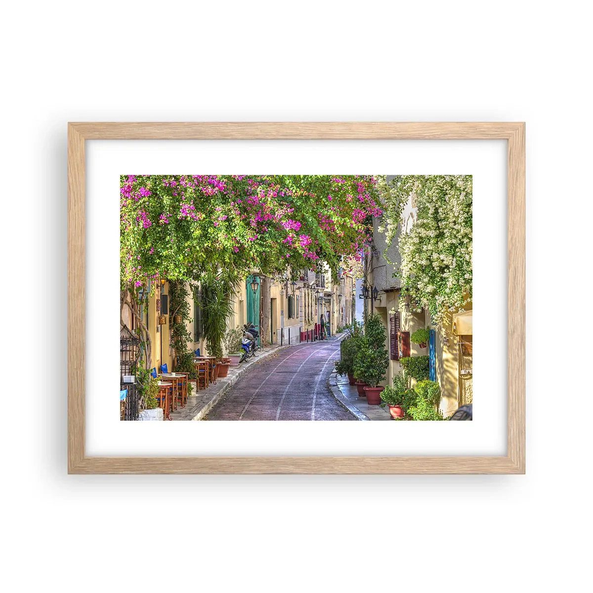 Poster în ramă de stejar deschis - Alee înfloritoare - 40x30 cm