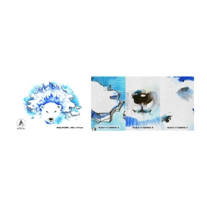 Mostră tapet Premium Canvas - Regele Arcticii într-o coroană de gheață - Abstracția, Urs polar, Antarctica - 100x30 cm
