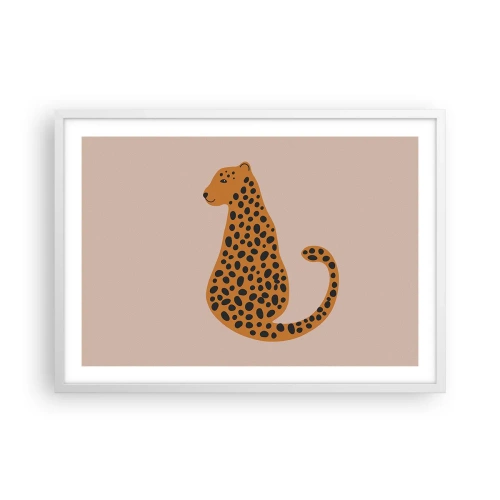 Poster în ramă albă - Modelul leopard este tot timpul la modă - 70x50 cm