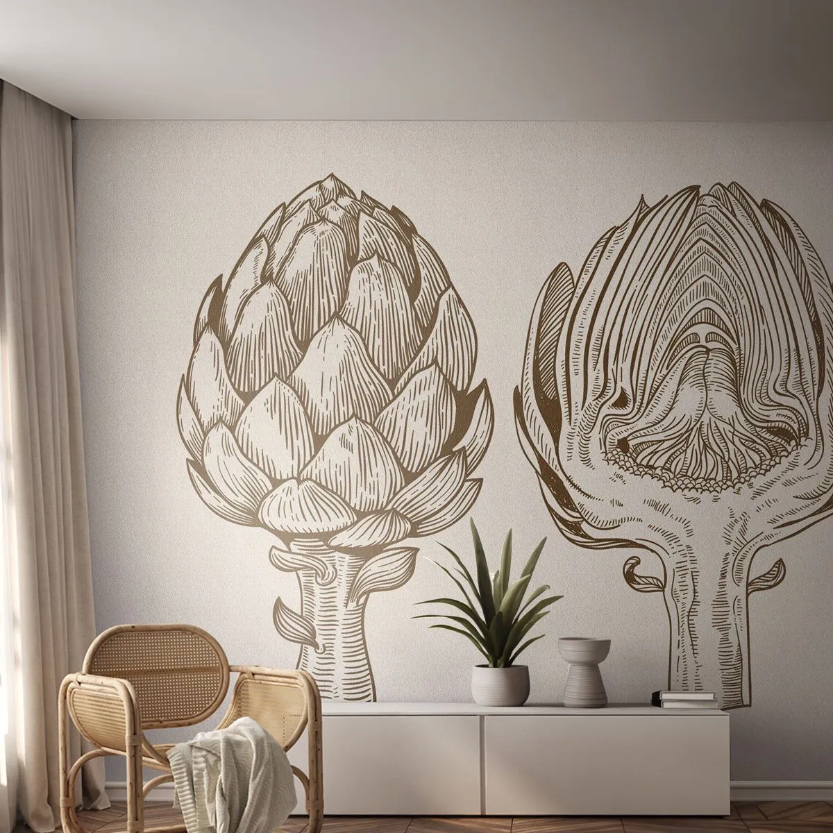 Tapet Premium Canvas - Lecție de anatomie - Anghinare, Bucătărie, Legume - 500x350 cm