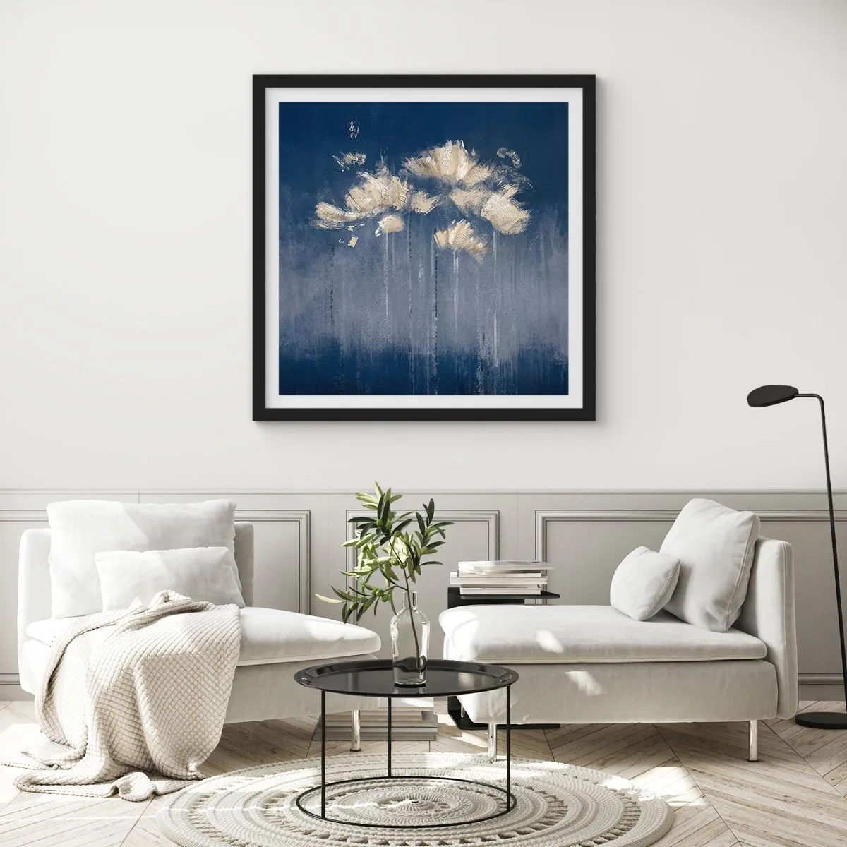 Poster în ramă neagră - Ca petalele în vânt - 30x30 cm