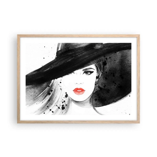 Poster în ramă de stejar deschis - Doamna în negru - 70x50 cm