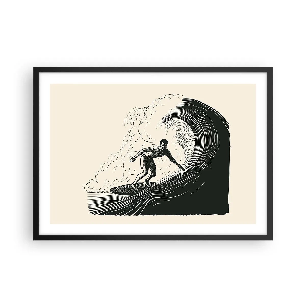Poster în ramă neagră - Regele valului - 70x50 cm