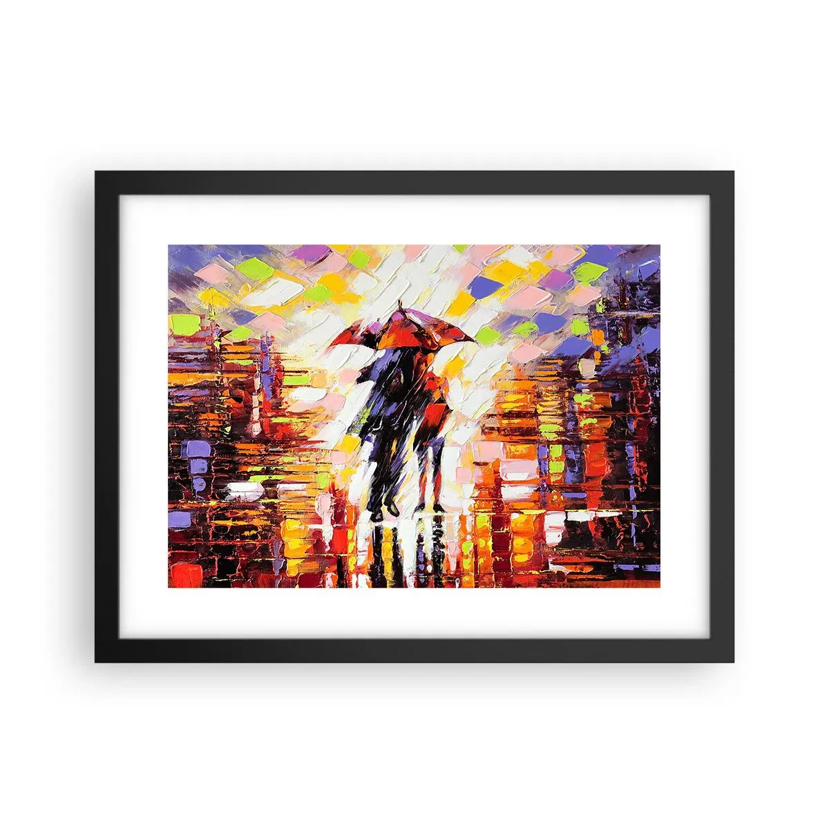 Poster în ramă neagră - Împreună prin noapte și ploaie - 40x30 cm
