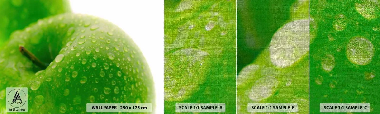 Mostră tapet Premium Canvas - Prospețime verde rece - Fructe, Măr, Gastronomie - 100x30 cm