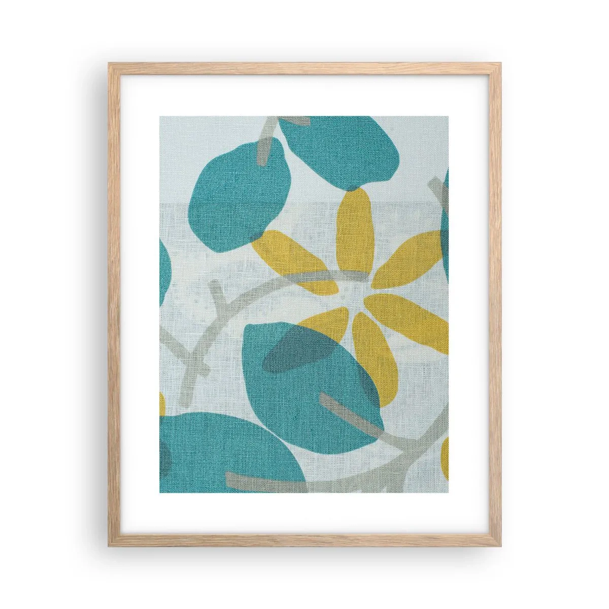 Poster în ramă de stejar deschis - Printre frunzele de azur - 40x50 cm