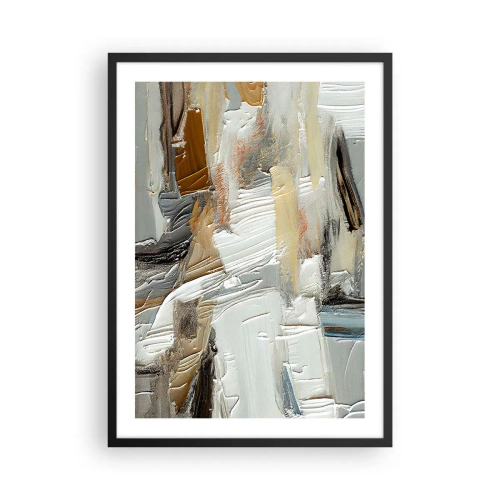 Poster în ramă neagră - Abstracție texturală în nuanțe neutre - 50x70cm - Stratificare colorată - Decorațiune modernă pentru perete pentru living și dormitor ARTTOR