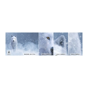 Mostră tapet autocolant Deluxe Sticker - În stil de iarnă - lup Alb, Animale, Iarnă - 100x30 cm
