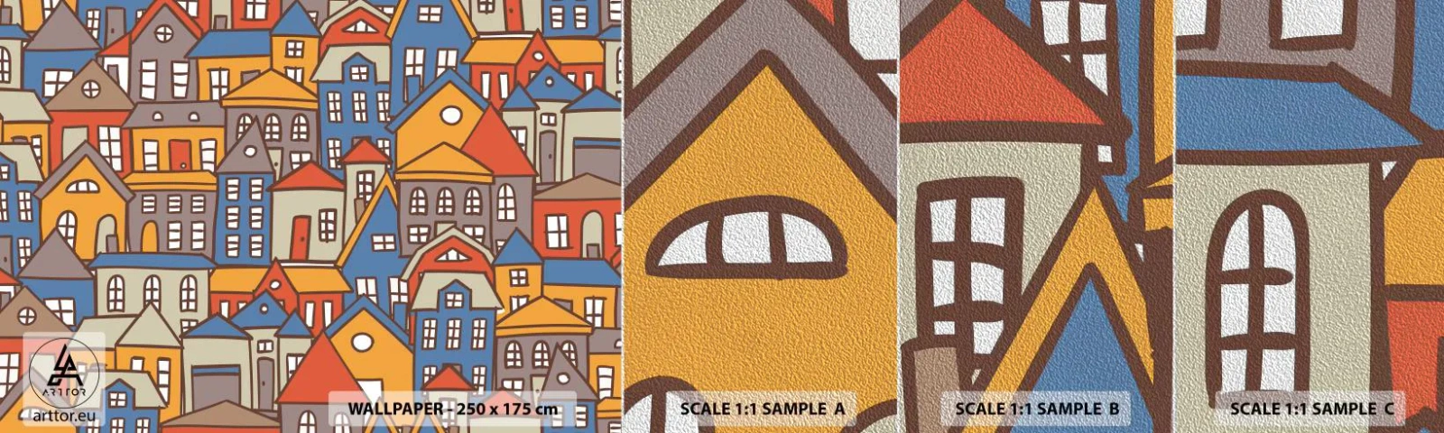 Mostră tapet Premium Sand - În spatele casei - Oraș, Arhitectură, Oras vechi - 100x30 cm