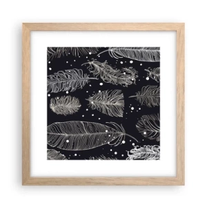 Poster în ramă de stejar deschis - Dantelă cu pene - 30x30 cm