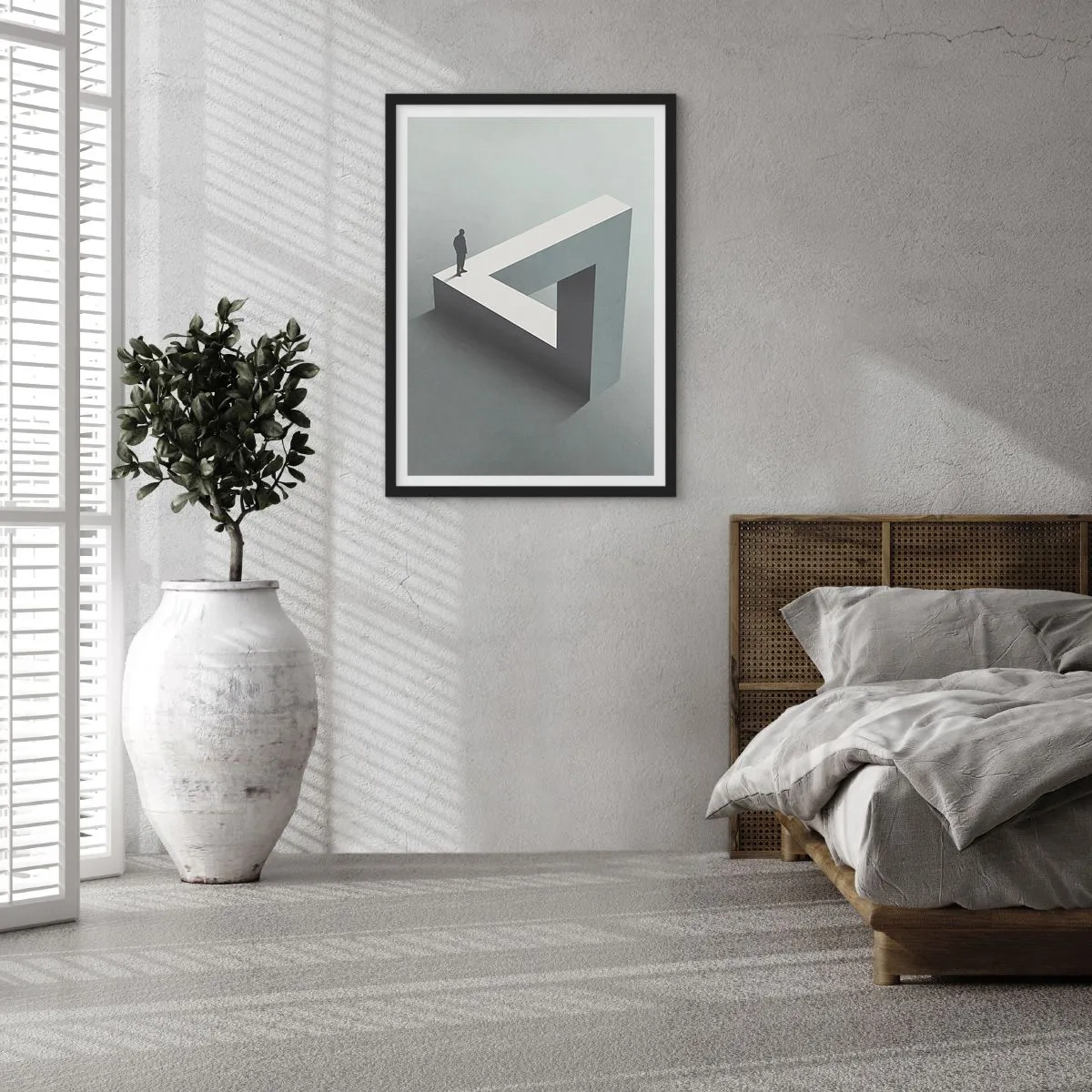 Poster în ramă neagră - O figură pe o figură geometrică imposibilă - 50x70cm - Și totuși este posibil - Decorațiune modernă pentru perete pentru living și dormitor ARTTOR