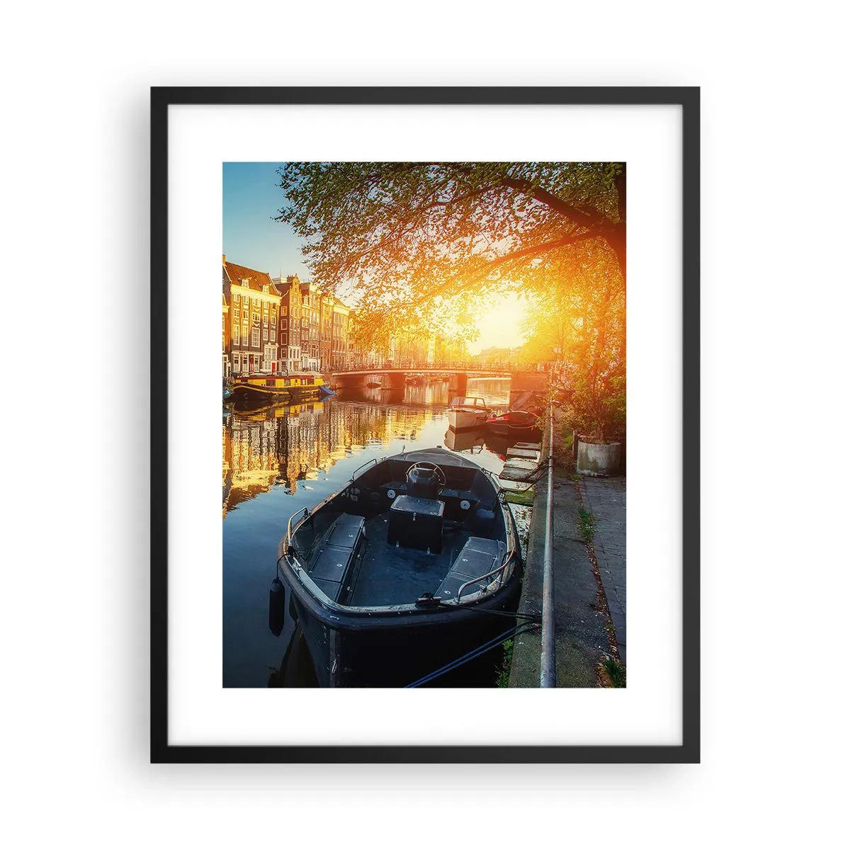 Poster în ramă neagră - Dimineața în Amsterdam - 40x50 cm